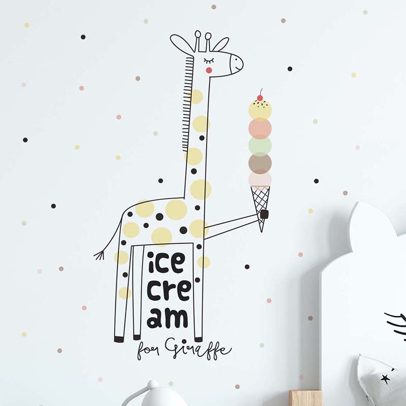 Baby Nursery Mural Wallpaper - Autocollant Mural girafe crème glacée de