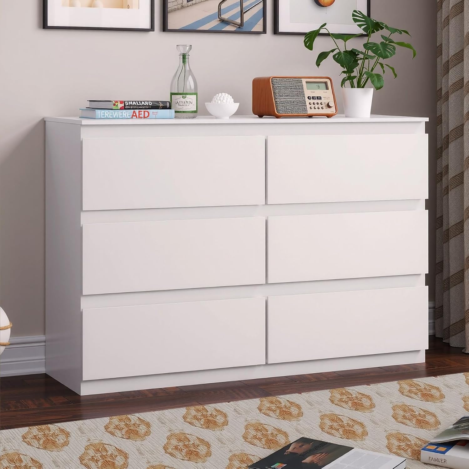 Drawer Dresser White - Commode en bois blanc pour chambre