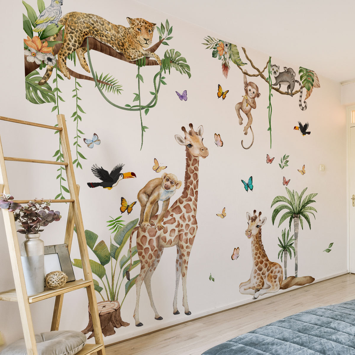 Baby Nursery Jungle Wallpaper - Grand autocollant mural animaux de la
