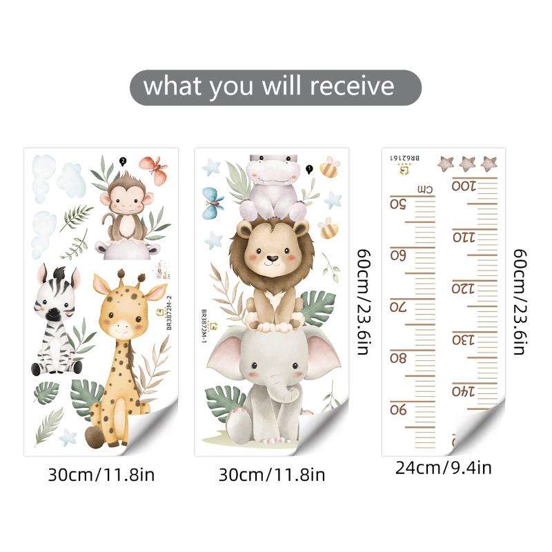 Baby Nursery Jungle Wallpaper - Autocollant de croissance pour enfants, règle