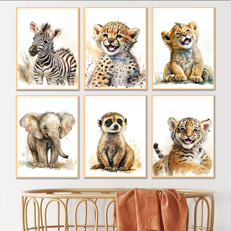 Baby Nursery Giraffe - Affiche HD sur toile avec animaux