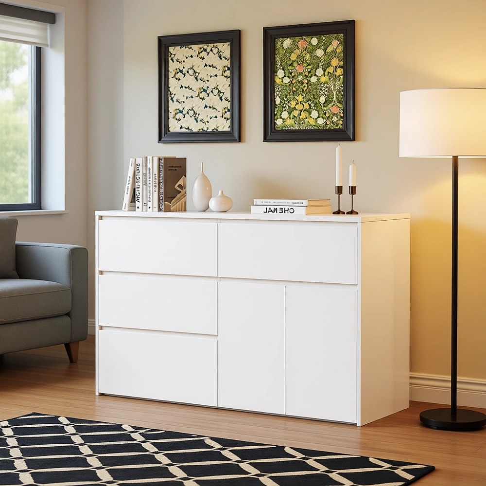 Drawer Dresser White - Commode blanche avec 4 tiroirs et