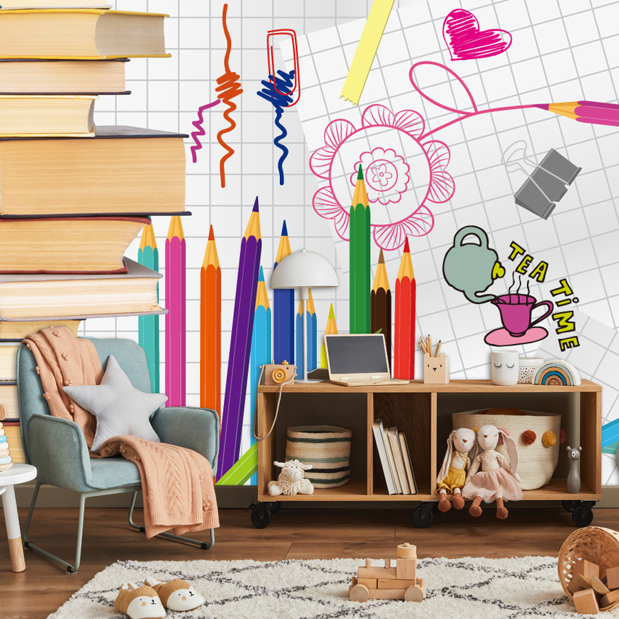Baby Nursery Mural Wallpaper - Papier peint personnalisé facile à appliquer,