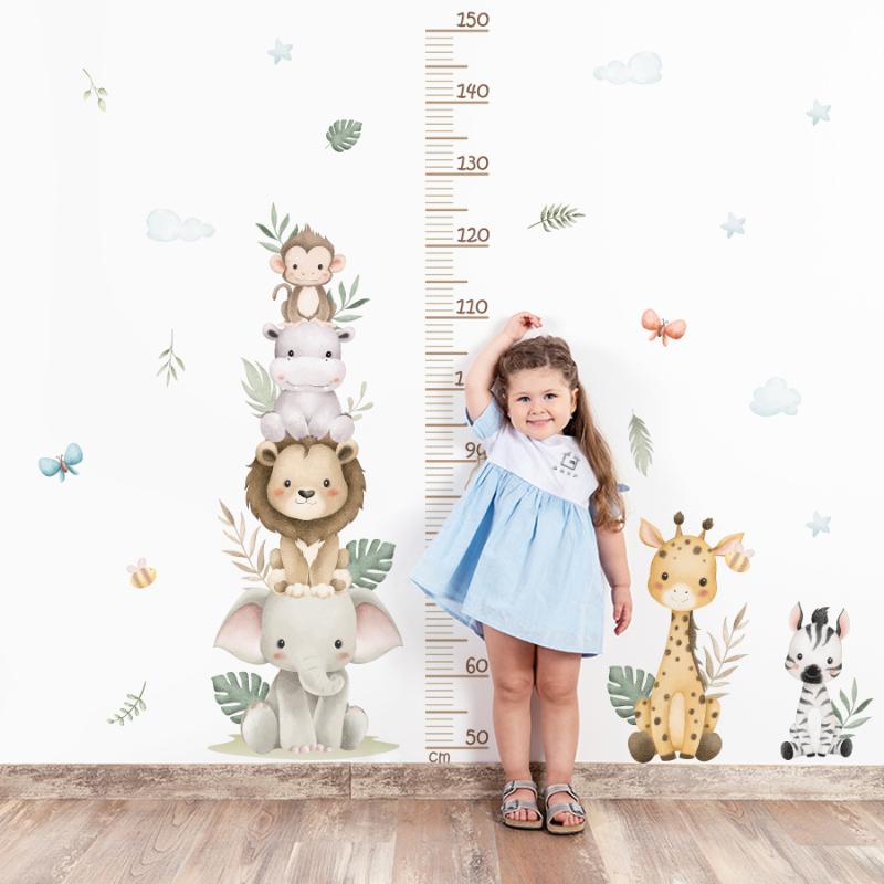 Baby Nursery Jungle Wallpaper - Autocollant de croissance pour enfants, règle