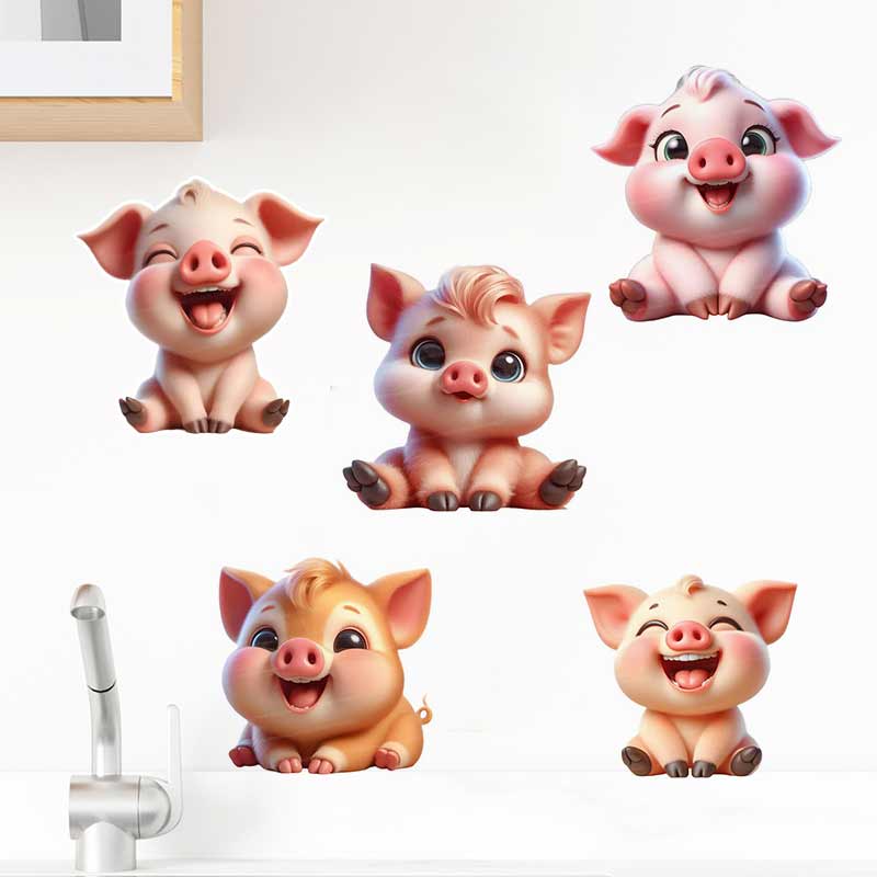 Baby Nursery Mural Wallpaper - Autocollant mural mignon de cochon pour