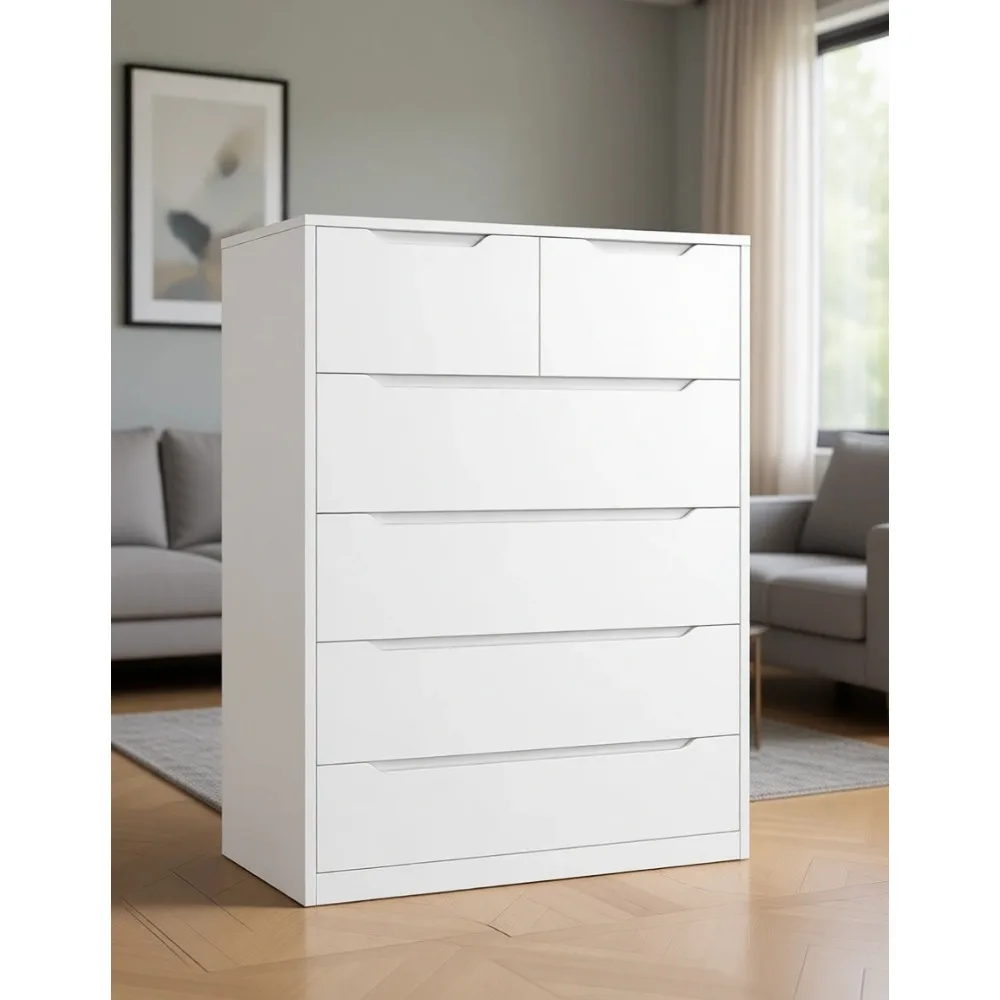 Drawer Dresser White - Commode blanche avec 6 tiroirs en