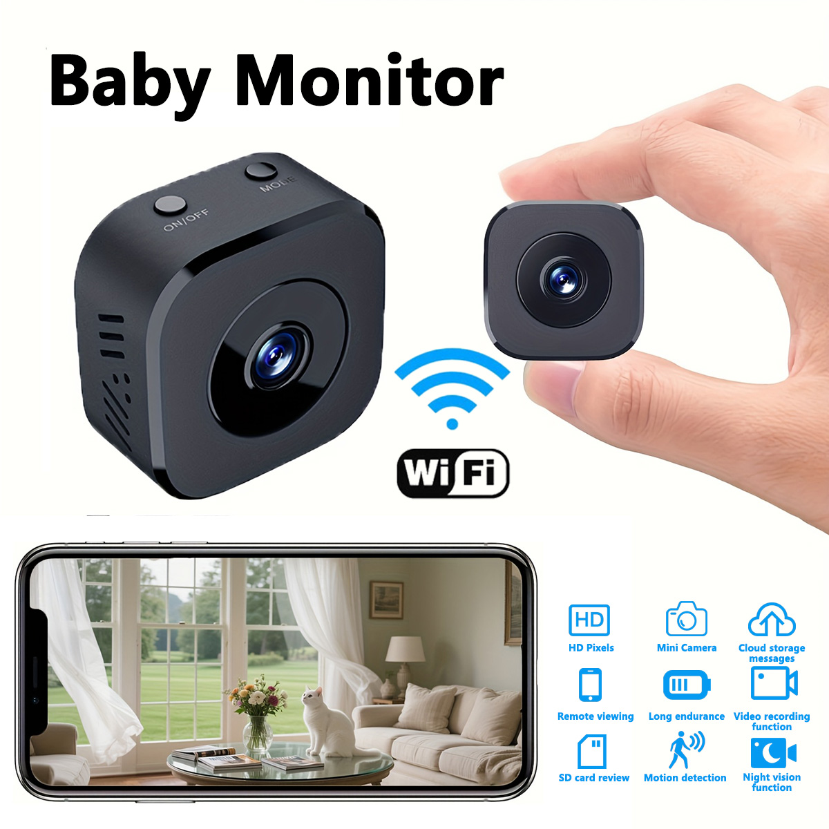 Baby Nursery Camera - 1080P HD Mini caméra WiFi sécurité