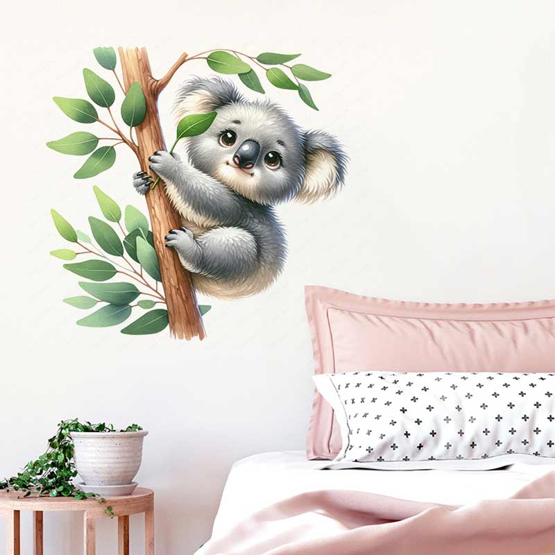 Baby Nursery Mural Wallpaper - Autocollant mural Koala mignon, décoration murale
