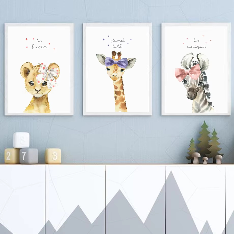 Baby Nursery Giraffe - Lion zèbre girafe éléphant hippopotame fleur