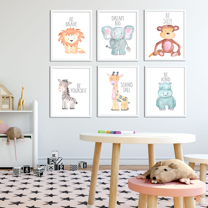 Baby Nursery Giraffe - Affiche Murale en Toile avec Animal