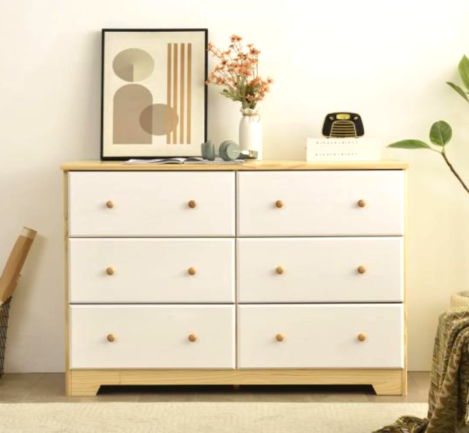Drawer Dresser White - Commode à 6 tiroirs en bois