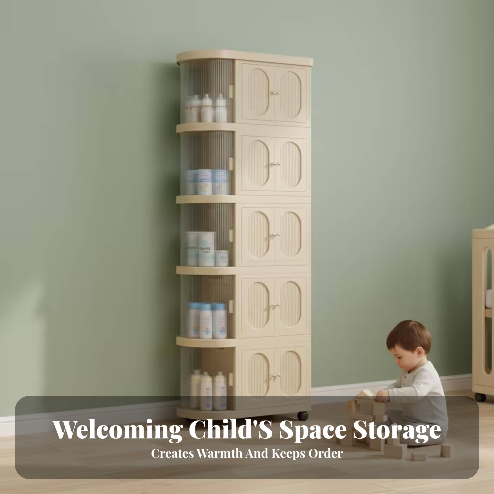 Armoire bébé à 5 niveaux, beig - Baby Nursery Shelves avis et prix
