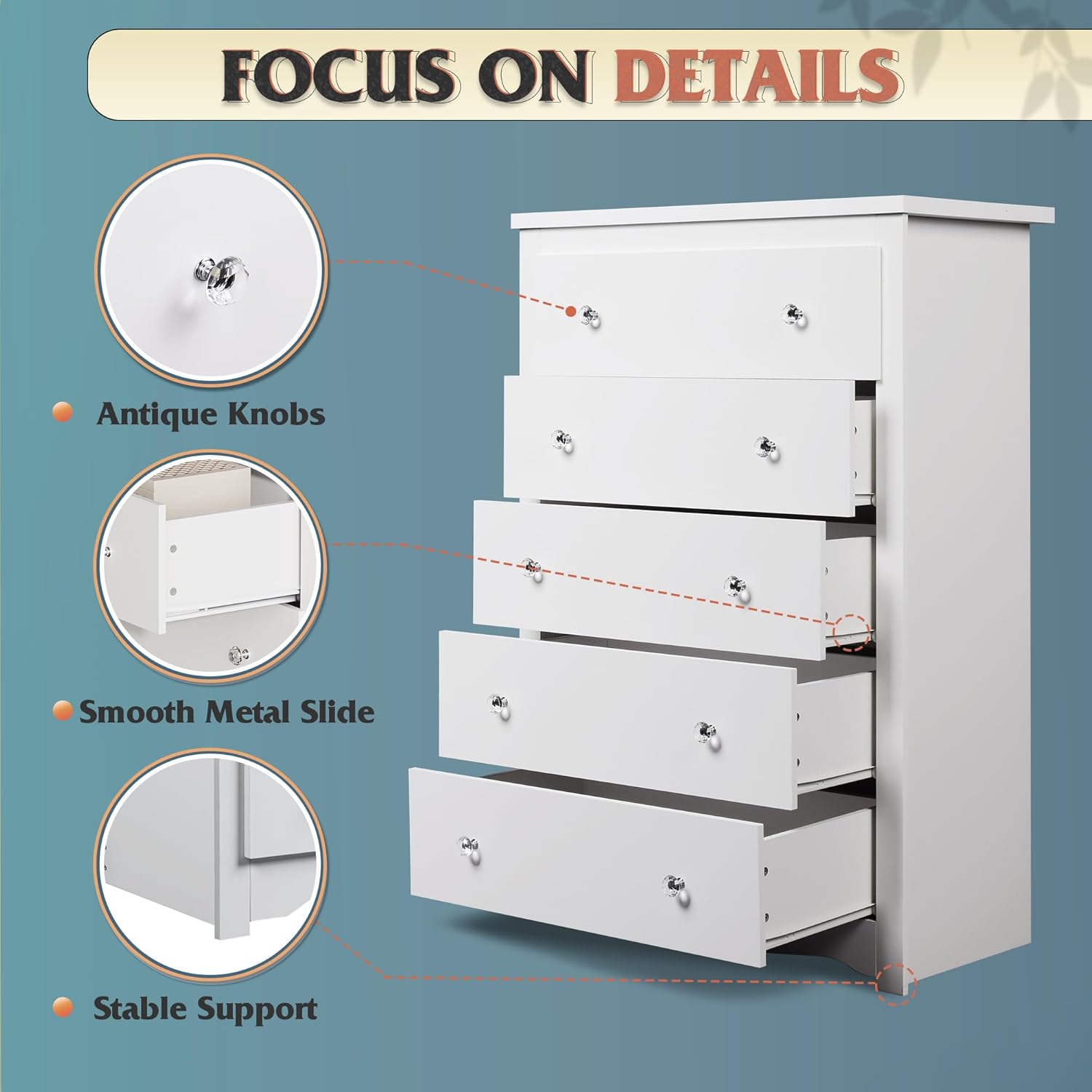 Commode blanche pour chambre à - Drawer Dresser White avis et prix
