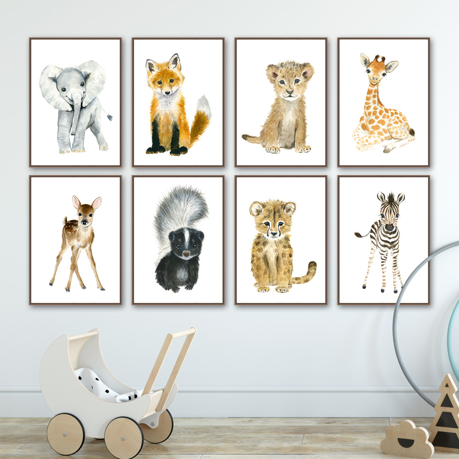Toile d'art mural avec éléphan - Baby Nursery Giraffe avis et prix