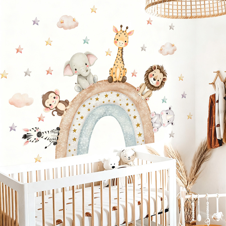 Autocollants muraux animaux de - Baby Nursery Jungle Wallpaper avis et prix