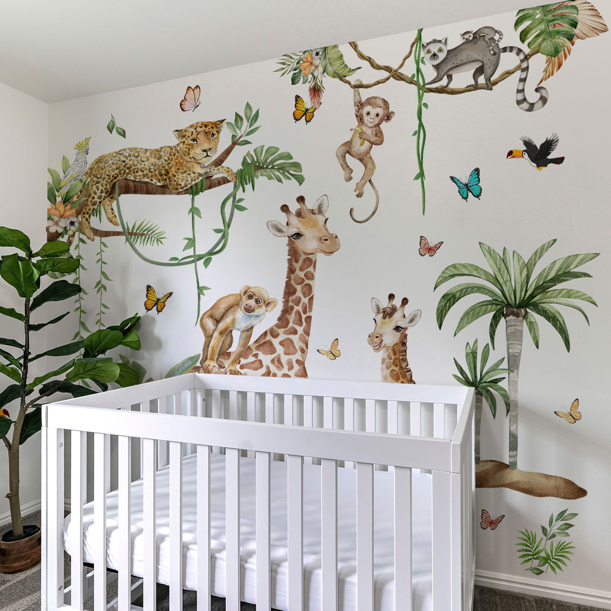 Grand autocollant mural animau - Baby Nursery Jungle Wallpaper avis et prix
