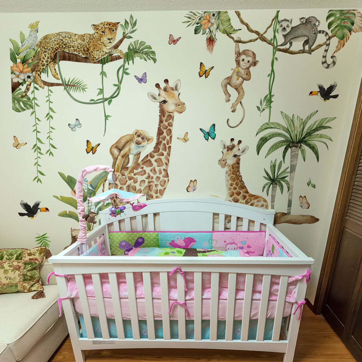 Grand autocollant mural animau - Baby Nursery Jungle Wallpaper avis et prix