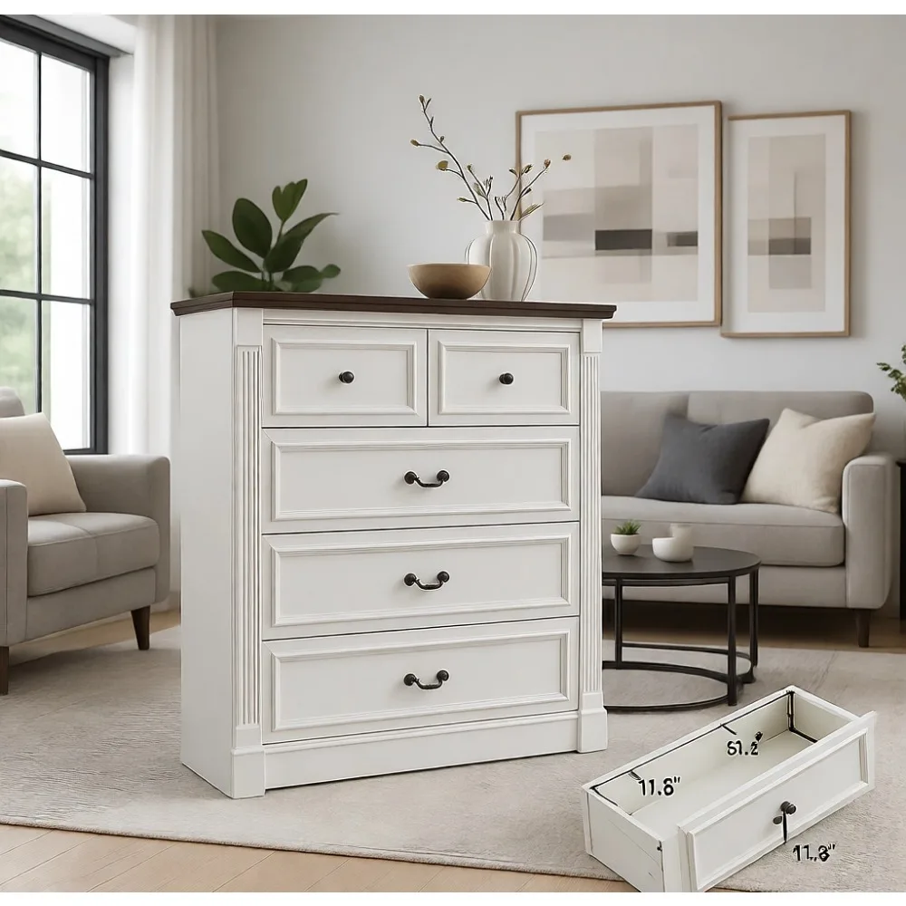 Commode à 5 tiroirs pour chamb - Drawer Dresser White avis et prix
