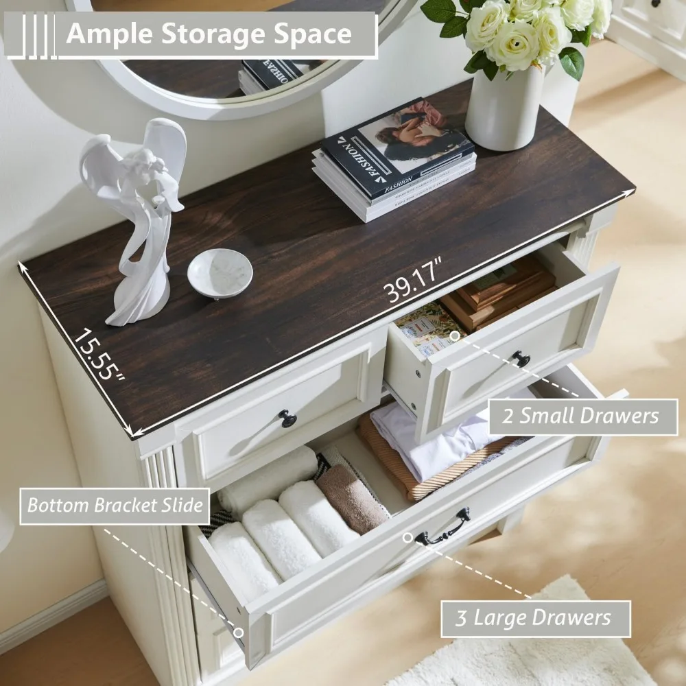Commode à 5 tiroirs pour chamb - Drawer Dresser White avis et prix
