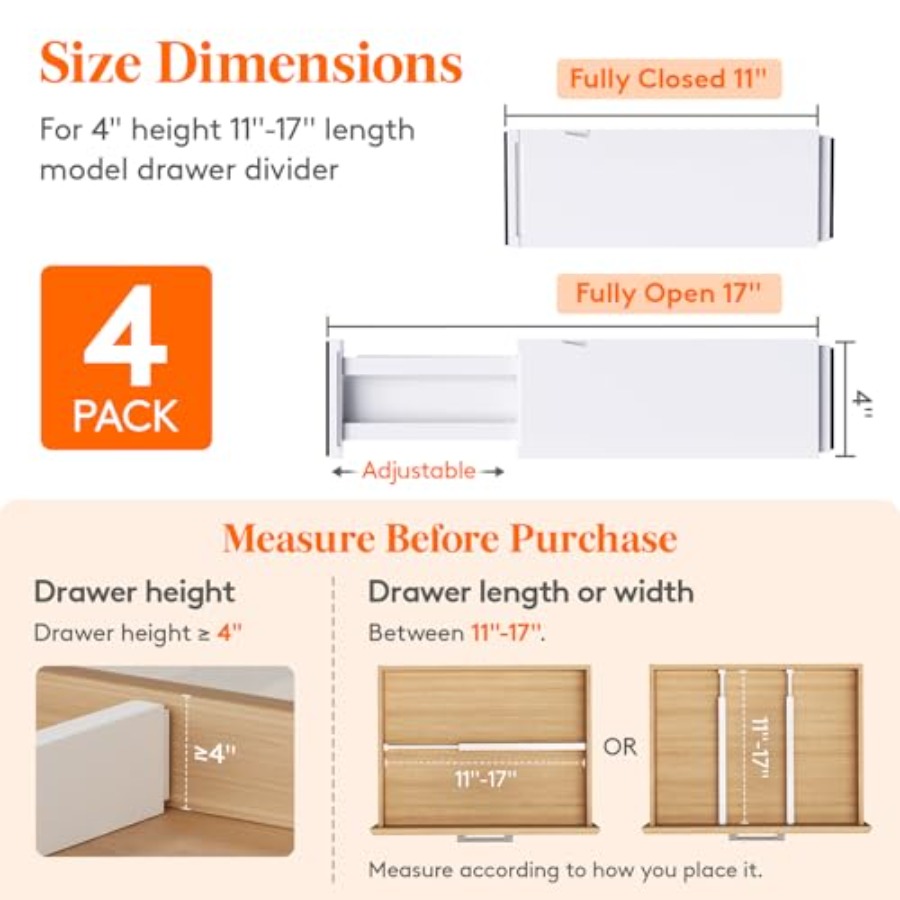 Lot de 4 séparateurs de tiroir - Drawer Dresser White avis et prix