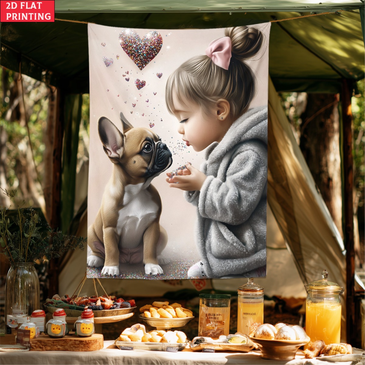 Fille avec bouledogue français - Baby Nursery Girl avis et prix