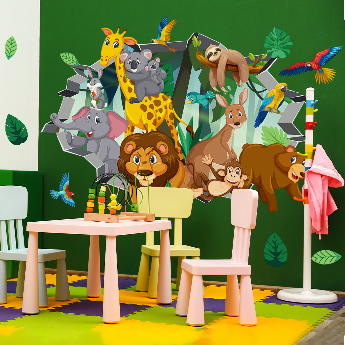 Mur cassé mignon Jungle Animal - Baby Nursery Jungle Wallpaper avis et prix