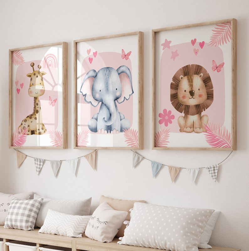 1/3 pièces rose éléphant giraf - Baby Nursery Giraffe avis et prix