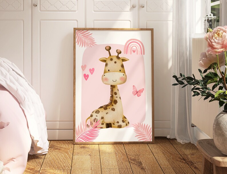 1/3 pièces rose éléphant giraf - Baby Nursery Giraffe avis et prix