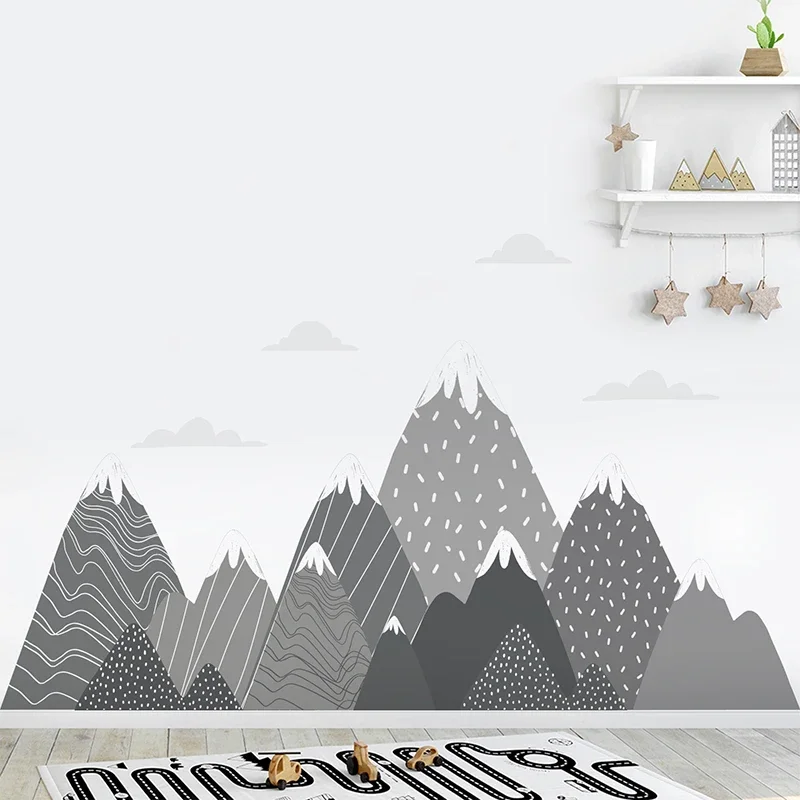 Papier peint Boho gris montagn - Baby Nursery Mural Wallpaper avis et prix