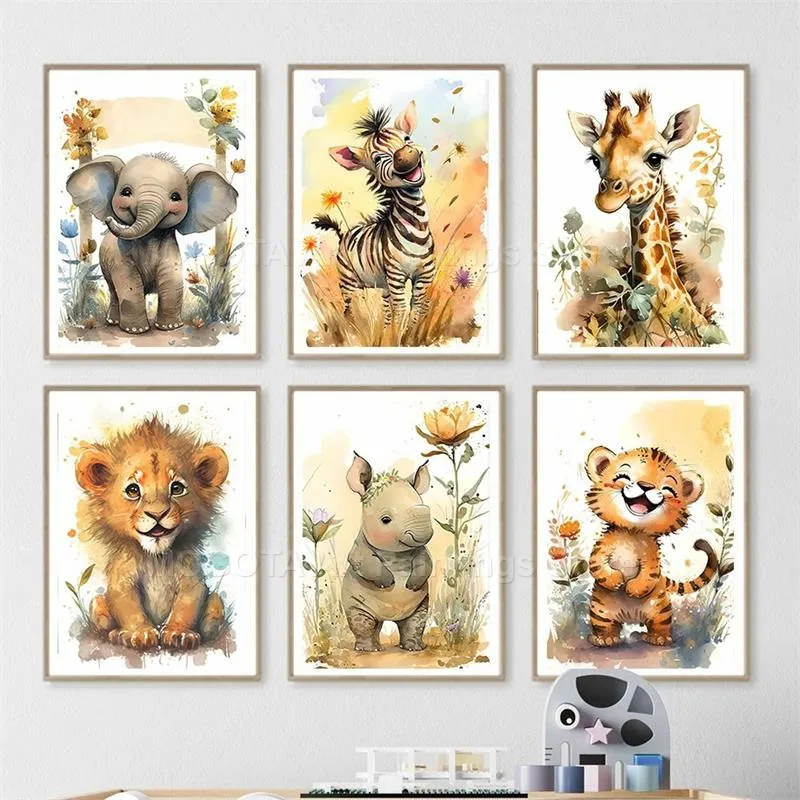 Aquarelle Lion girafe tigre él - Baby Nursery Giraffe avis et prix