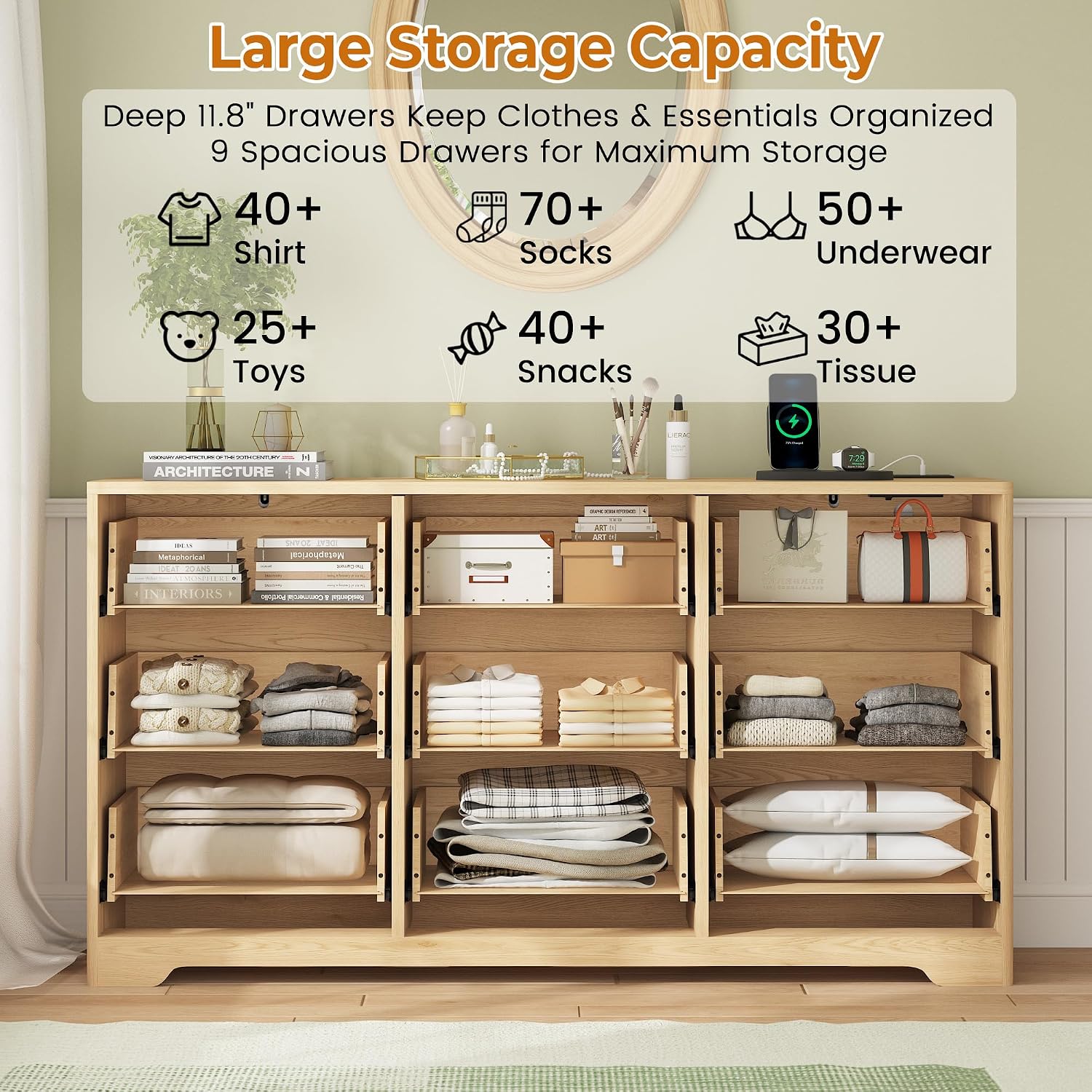 Commode de chambre à 9 tiroirs - Drawer Dresser White avis et prix