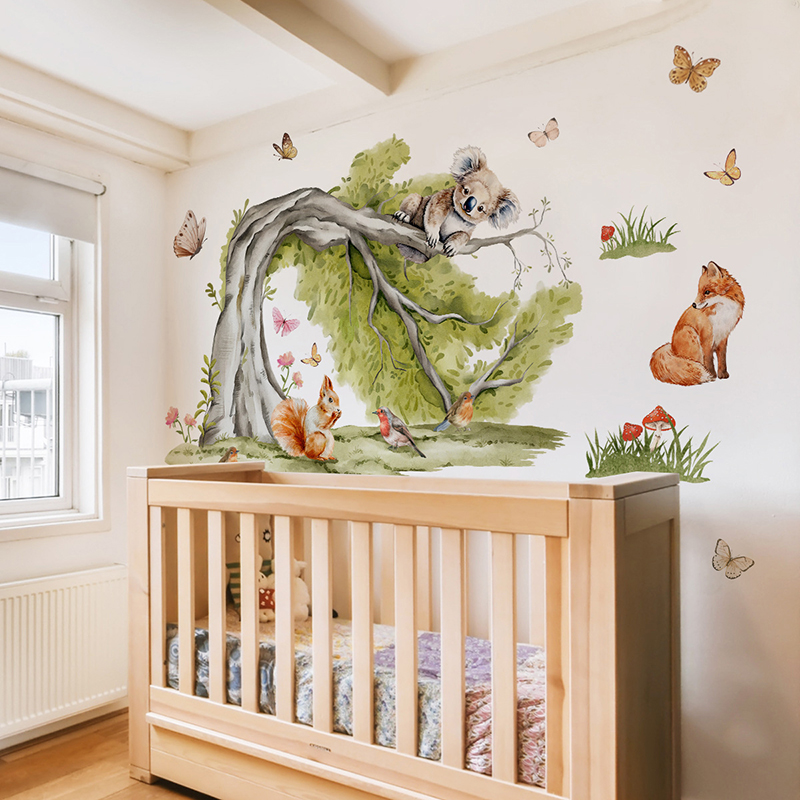 Jungle grand arbre animaux aut - Baby Nursery Jungle Wallpaper avis et prix