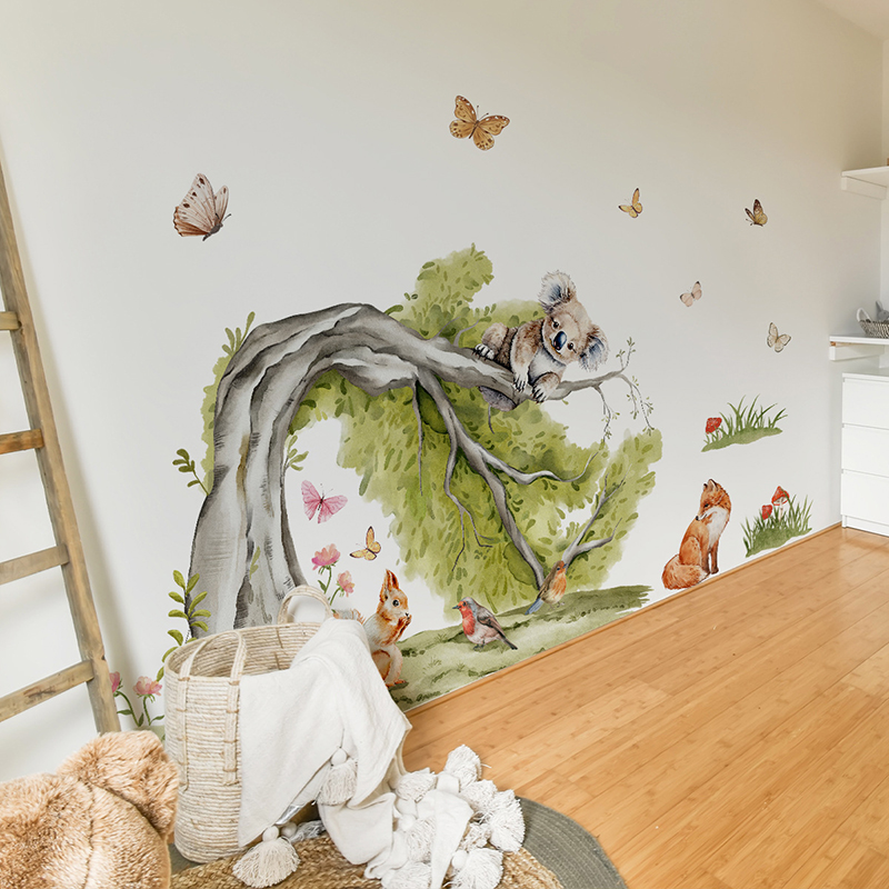 Jungle grand arbre animaux aut - Baby Nursery Jungle Wallpaper avis et prix