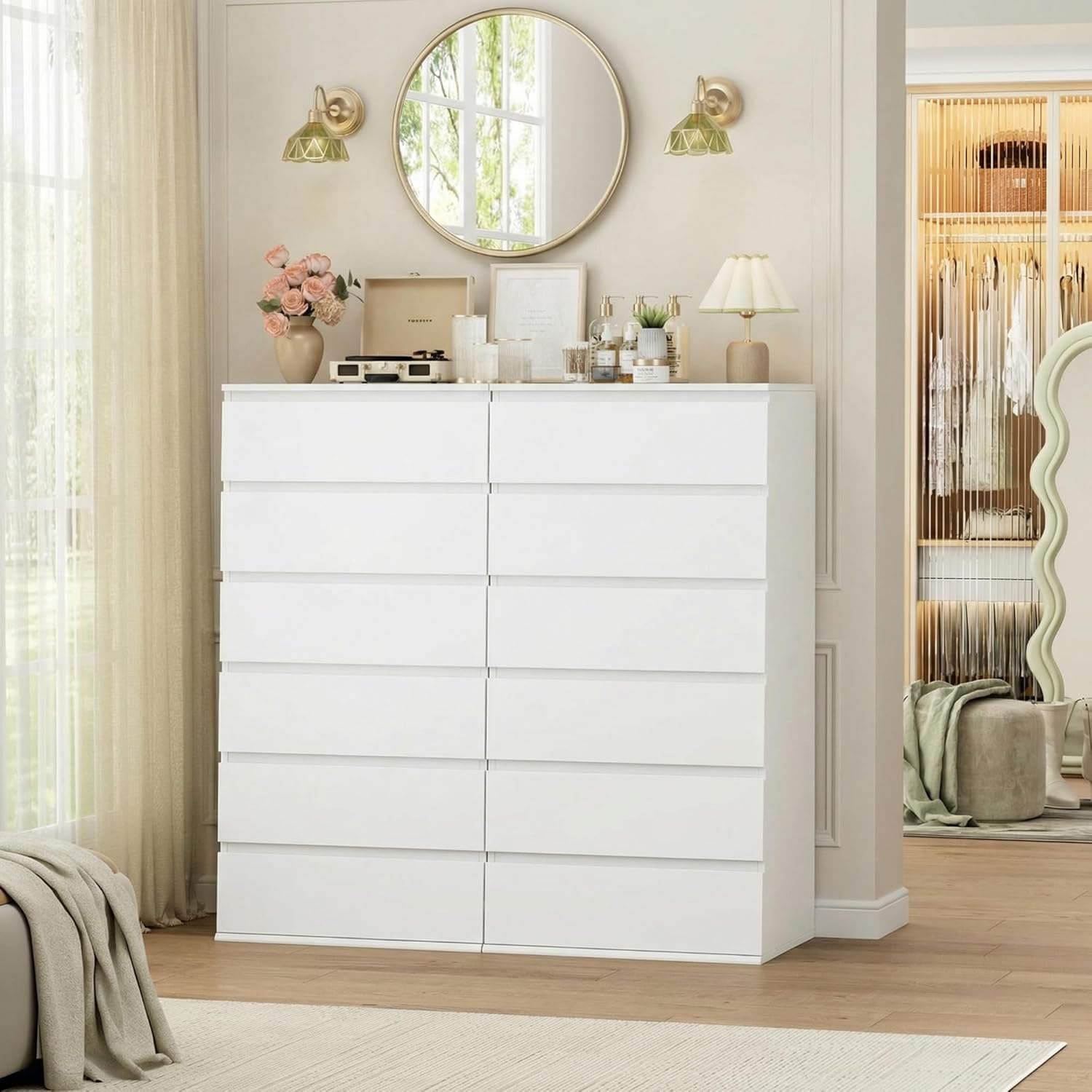 Commode haute moderne en bois  - Drawer Dresser White avis et prix