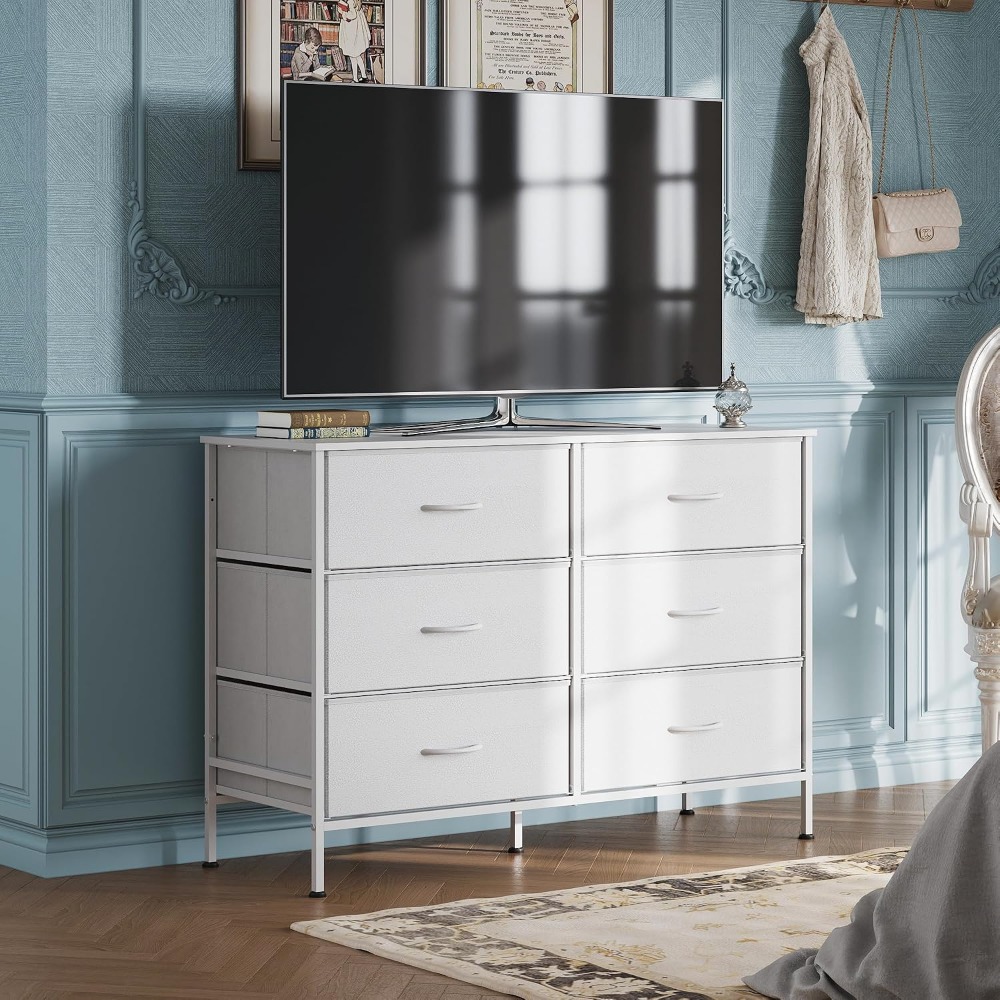 Commode large avec 6 tiroirs,  - Drawer Dresser White avis et prix