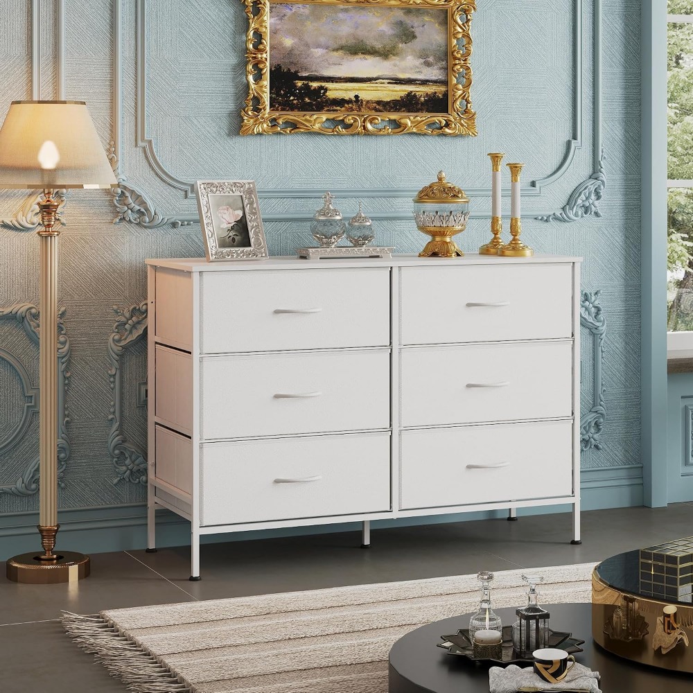 Commode large avec 6 tiroirs,  - Drawer Dresser White avis et prix