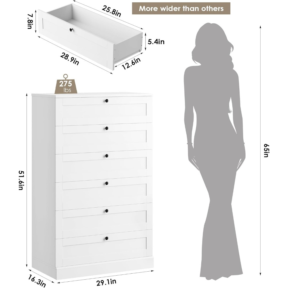 Commode blanche exquise à 6 ti - Drawer Dresser White avis et prix