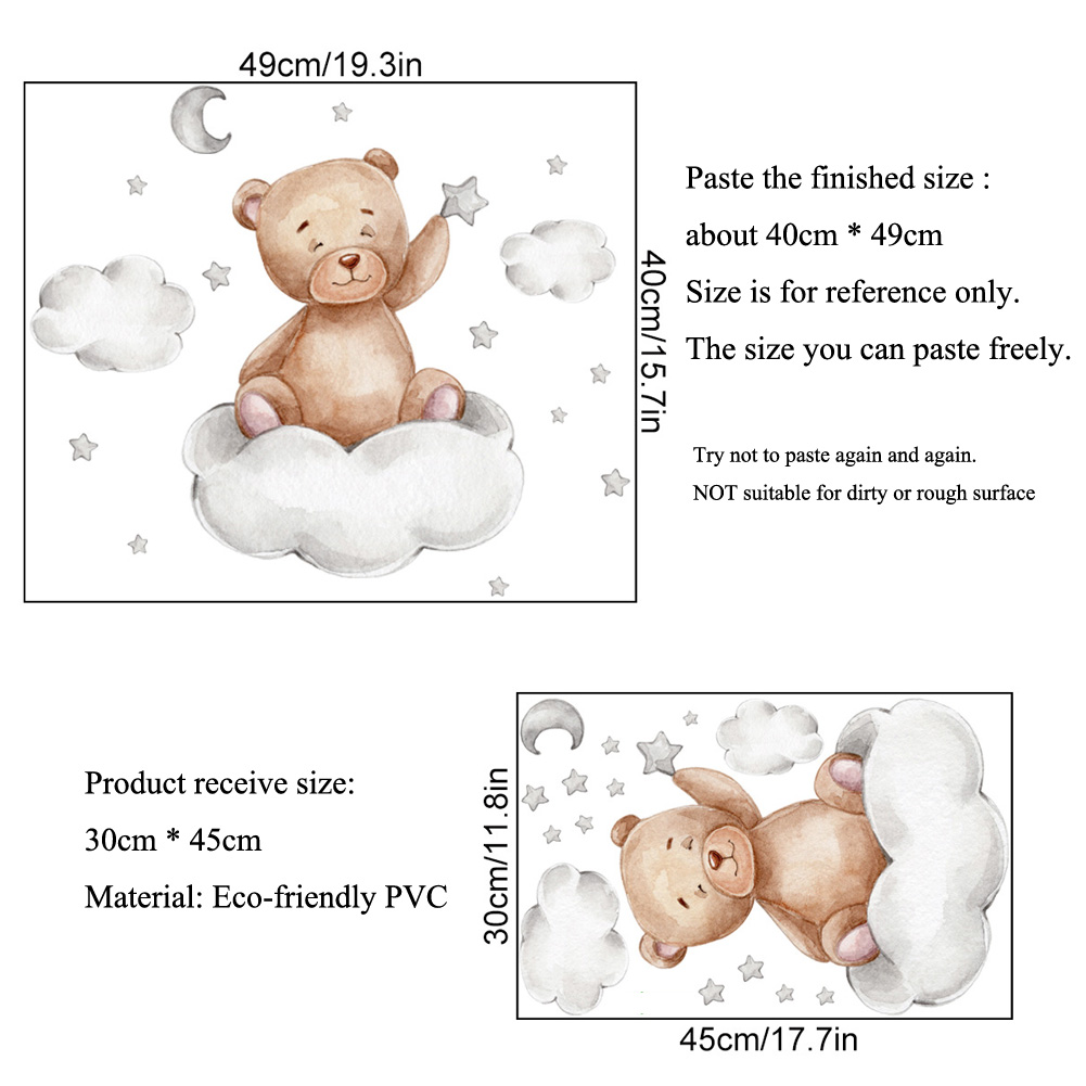 Autocollants muraux ours, lune - Baby Nursery Mural Wallpaper avis et prix