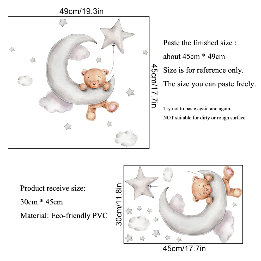 Autocollants muraux ours, lune - Baby Nursery Mural Wallpaper avis et prix