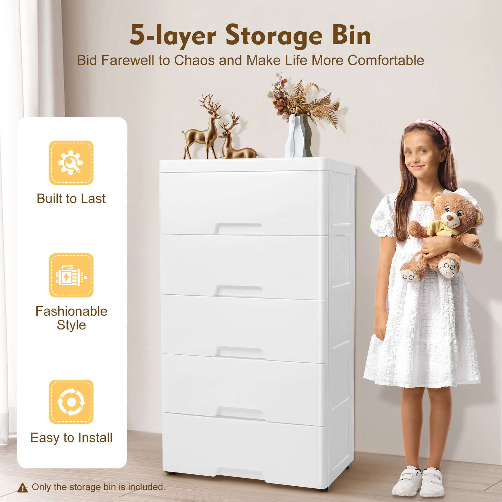 Armoire de rangement à 5 nivea - Drawer Dresser White avis et prix