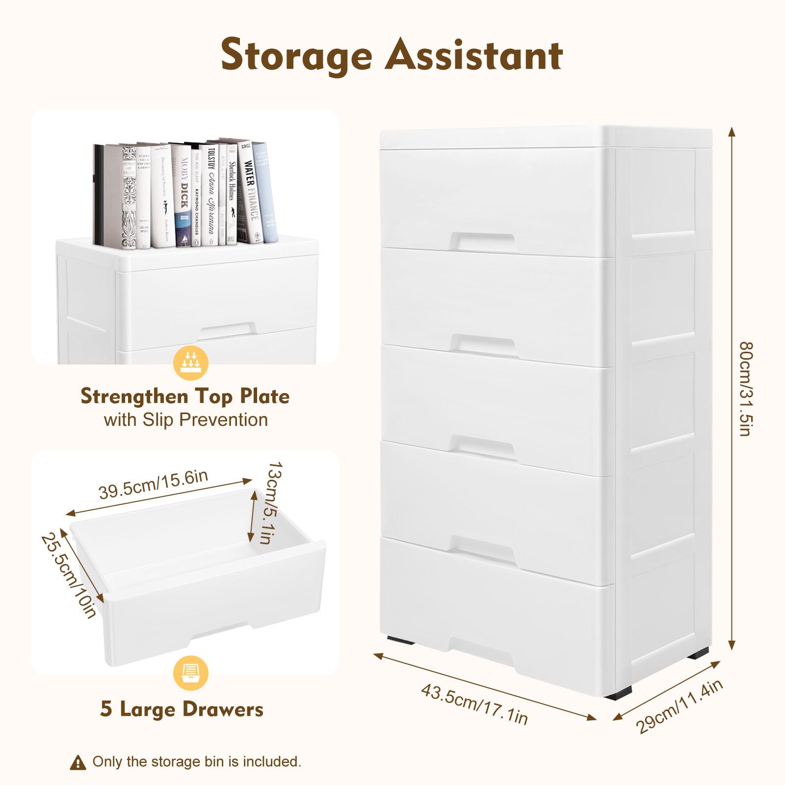 Armoire de rangement à 5 nivea - Drawer Dresser White avis et prix