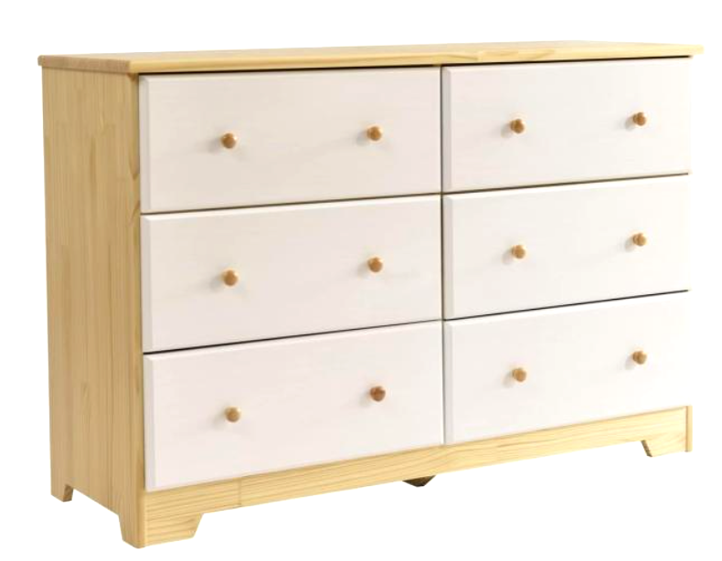 Commode à 6 tiroirs en bois na - Drawer Dresser White avis et prix